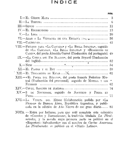 Se anota que el requisito cronológico actual —de lo pre-hispánico a lo colonial— no define el orden original de los relatos.  